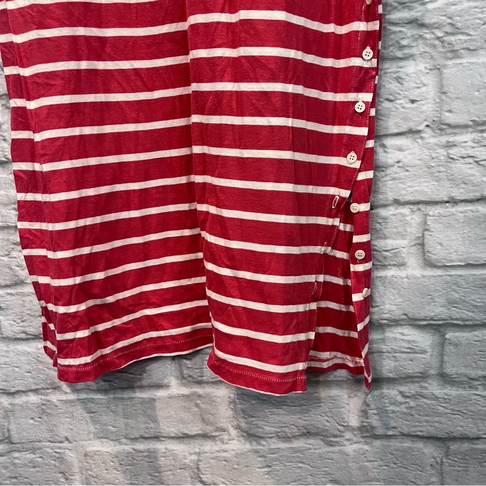 NWT The GREAT. Size 1/S Button Side Dress Cardinal Stripe oversized t-shirt midi - Picture 11 of 14